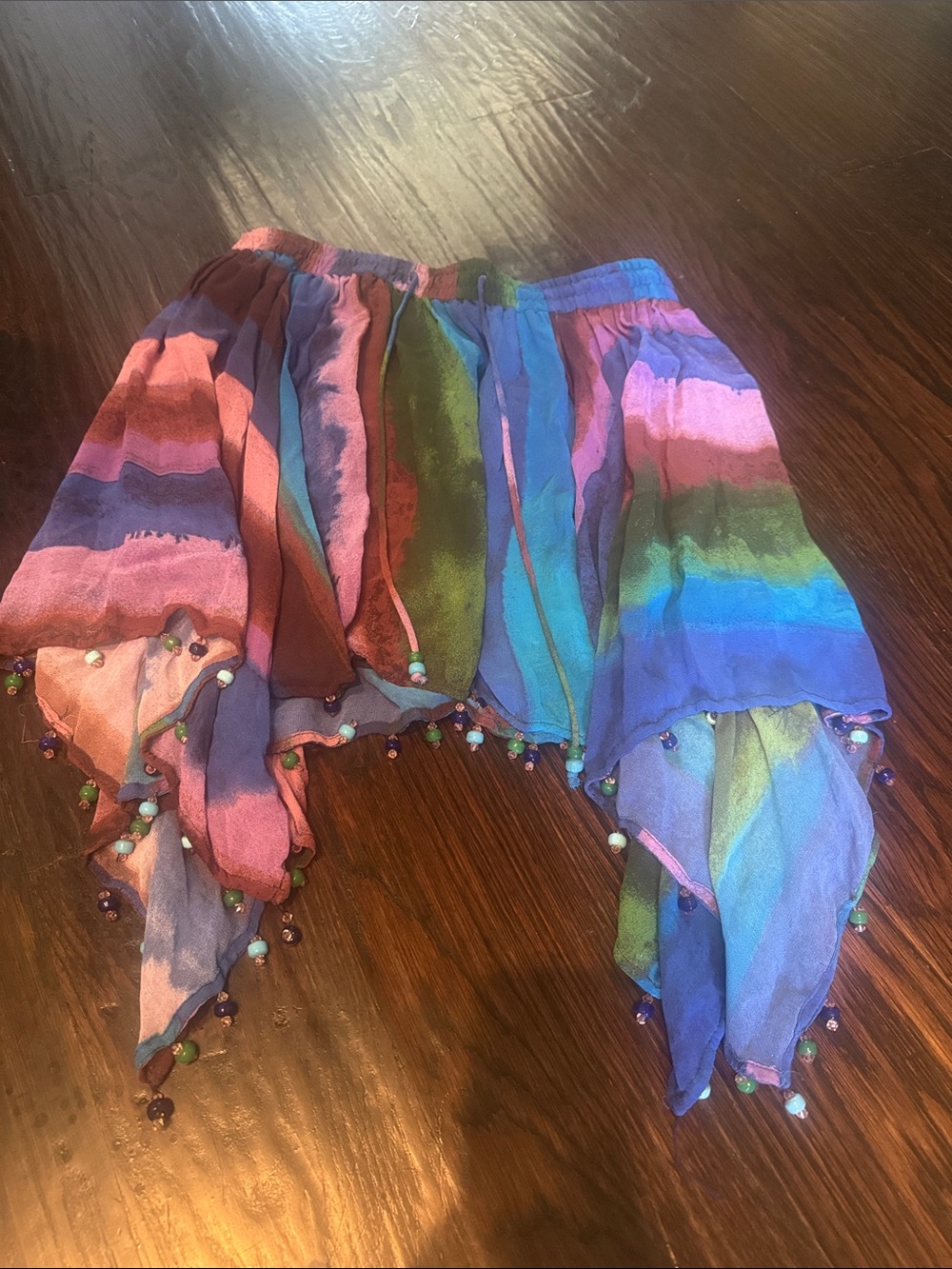 Zara Multicolor Asymmetrical Handkerchief Hem Skirt - Blue, Purple, Pink, Green